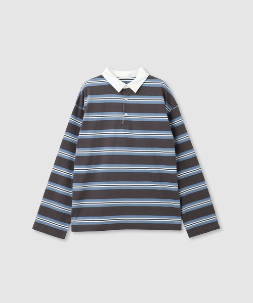 レア　PALACE ボーダー 長袖ポロシャツ ガーターボーダーポロシャツ【長袖】 (654118-23) | REGAL(黒) | 紳士