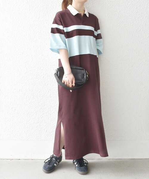 「SHIPS any」 半袖ワンピース ONE SIZE ネイビー レディース_画像2