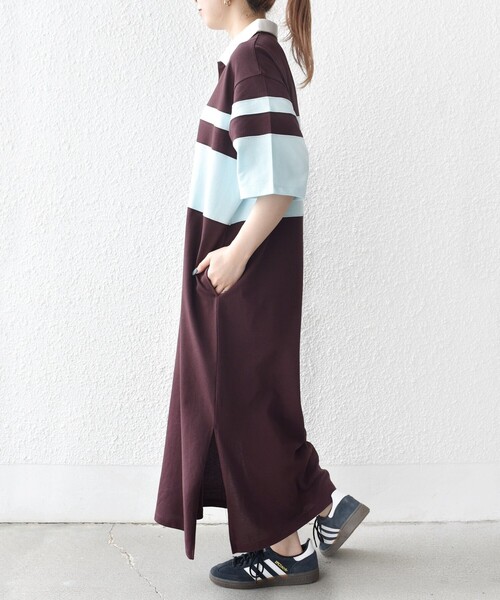 「SHIPS any」 半袖ワンピース ONE SIZE ネイビー レディース_画像8
