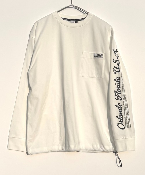 T-MAC OUTING tシャツ T-MAC 袖プリント オーバーサイズ長袖Tシャツ