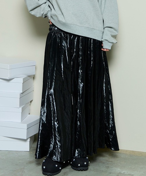 MAISON SPECIAL メタリックシャーリングスカート MAISON SPECIAL（メゾンスペシャル） スカート Metallic Shirring