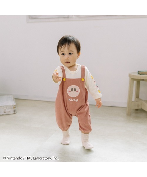 ベビー服 ロンパース 星のカービィ 長袖カバーオール サロペット風 総