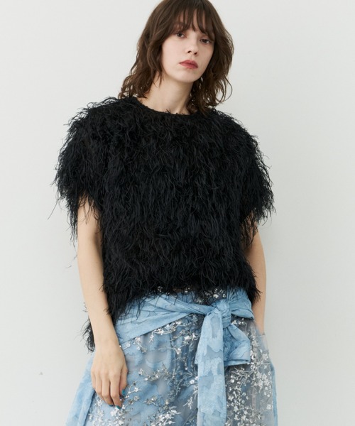 ブラウス シャツ 半袖 Fluffy T-shirt blouse／フラッフィーTシャツ