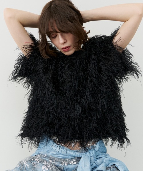 ブラウス シャツ 半袖 Fluffy T-shirt blouse／フラッフィーTシャツ
