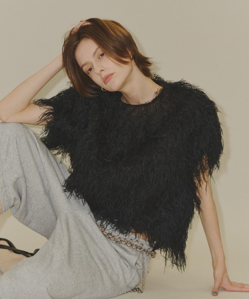 ブラウス シャツ Fluffy T-shirt blouse／フラッフィーTシャツブラウス 