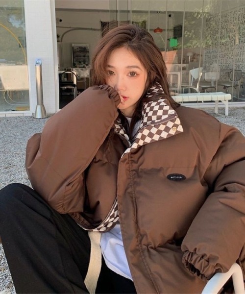 Allison brown 紗栄子 チェック柄リバーシブルダウンジャケット Allison brown 紗栄子 チェック柄リバーシブルダウンジャケット