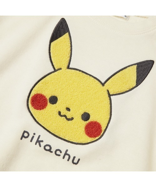 トレーナー monpoke モンポケ 袖配色 サガラ刺繍 ピカチュウ キッズ
