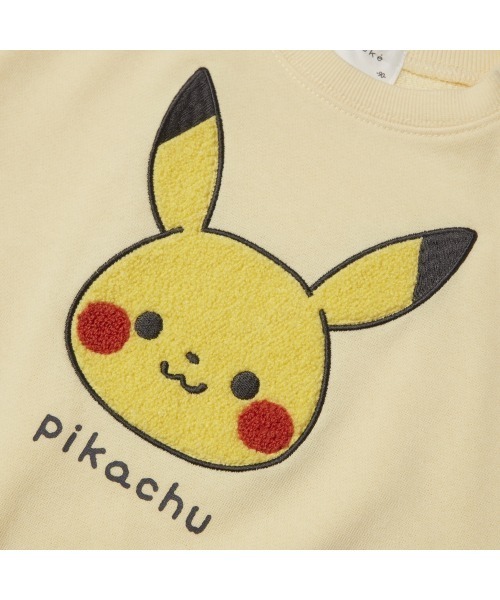 トレーナー monpoke モンポケ 袖配色 サガラ刺繍 ピカチュウ キッズ