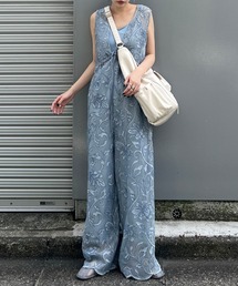 サロペット・オーバーオール・オールインワン AMERI 2WAY RIBBON CUT ROMPERS Ameri（アメリ） オールインワン 2WAY SILHOUETTE V NECK ROMPERS