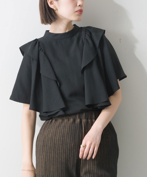 「terrace」 半袖ブラウス MEDIUM ブラック レディース_画像7