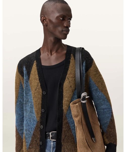 カーディガン BERNIE OVERSIZED ARGYLE CARDIGAN | BERNIE オーバーサイズ アーガイル カーディガン メンズの画像