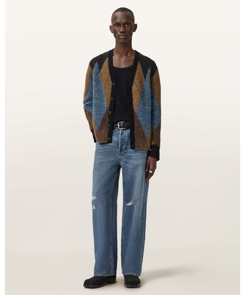 カーディガン BERNIE OVERSIZED ARGYLE CARDIGAN | BERNIE オーバーサイズ アーガイル カーディガン メンズの画像