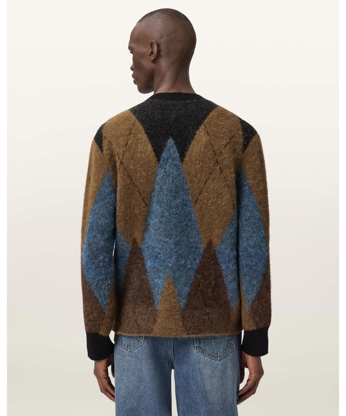 カーディガン BERNIE OVERSIZED ARGYLE CARDIGAN | BERNIE オーバーサイズ アーガイル カーディガン メンズの画像