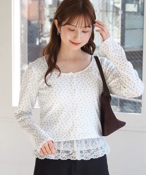 tiptop（ティップトップ） tシャツ カットカーディガン×裾レースキャミ