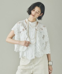 Curensology エンブロイダリーブラウス　ジャケット　カーディガン Curensology（カレンソロジー） ブラウス シャツ 半袖 /ニューエン