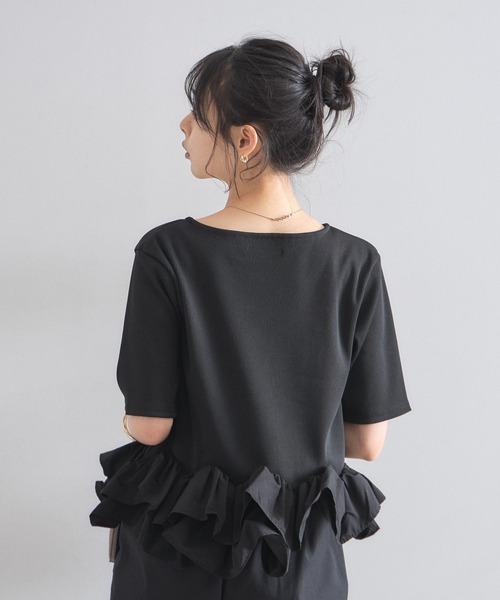&. NOSTALGIA（ノスタルジア） tシャツ 裾フリルリブカットプル