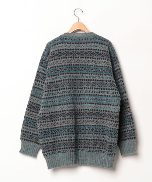 「Jamieson's of Shetland」 ボーダー柄長袖ニット L ブルー メンズ_画像2