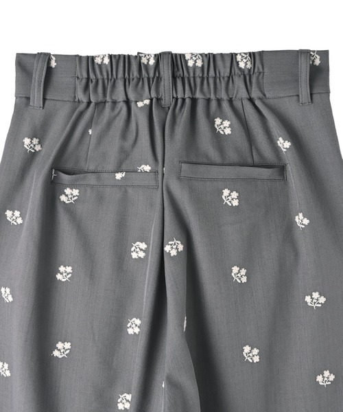 パンツ 「BLK001」花柄刺繍ツイルタックパンツ レディース_19