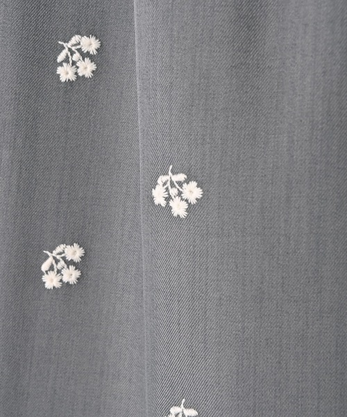 パンツ 「BLK001」花柄刺繍ツイルタックパンツ レディース_20