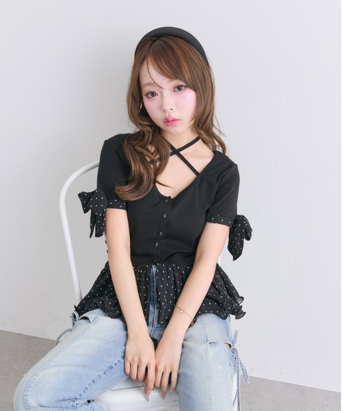OLIVE des OLIVE（オリーブデオリーブ） tシャツ 半袖 ペプラム