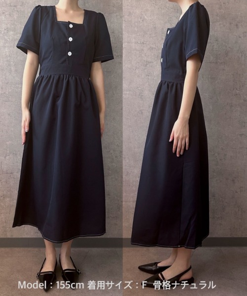 familiar 半袖ワンピース　100センチ Maison Calme ワンピース 夏 半袖 「26年春夏新作」3 色展開 スクエア