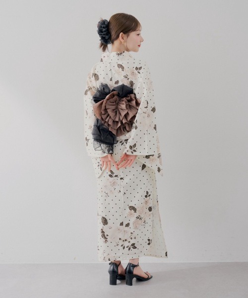 【人気完売】白黒花柄 浴衣　ナイスクラップ continuer de NICE CLAUP 浴衣 新色登場「浴衣collection」「3点SET