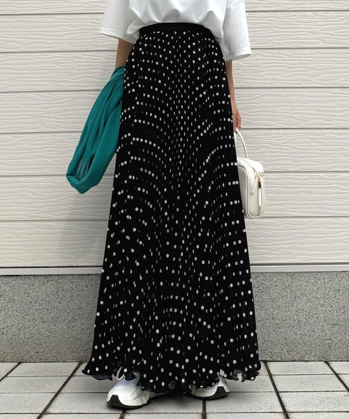 Q ロング スカート ドットプリーツスカート : ZOZOTOWN Yahoo!店