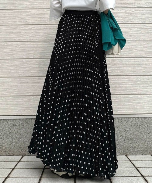 Q ロング スカート ドットプリーツスカート : ZOZOTOWN Yahoo!店