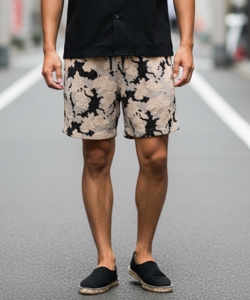 OAS オーエーエス リネン 幾何学柄パンツ OAS（オーエーエス） 水着 TERRY SHORTS/OAS / マーブル総柄テリー