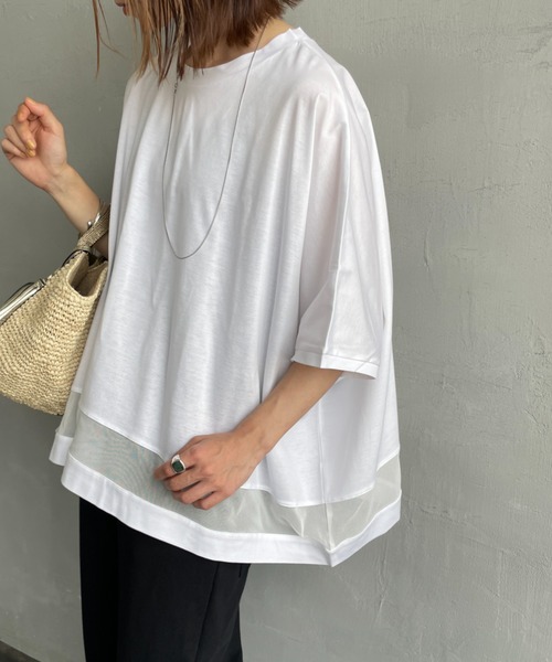 mizuiroind（ミズイロインド） tシャツ メッシュミックス ワイドT