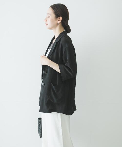 URBAN RESEARCH アセテート ハーフスリーブジャケット ブラック URBAN RESEARCH（アーバンリサーチ） コート アウター 「接触冷感