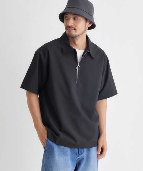 BACK NUMBER シャツ 半袖 ハーフジッププルオーバー メンズ : ZOZOTOWN
