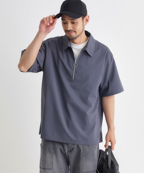 BACK NUMBER シャツ 半袖 ハーフジッププルオーバー メンズ : ZOZOTOWN