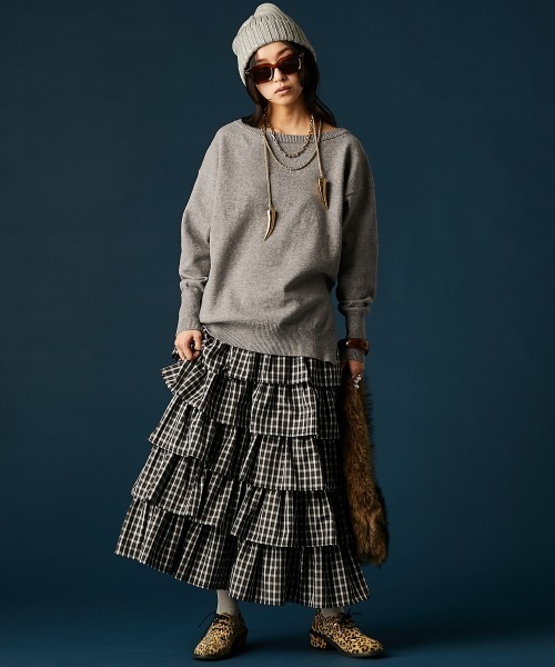「GEVS.」 フリルスカート L ブルー レディース_画像4