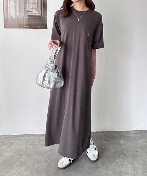「U.S. POLO ASSN.」 Tシャツワンピース LARGE ブラック レディース_画像7