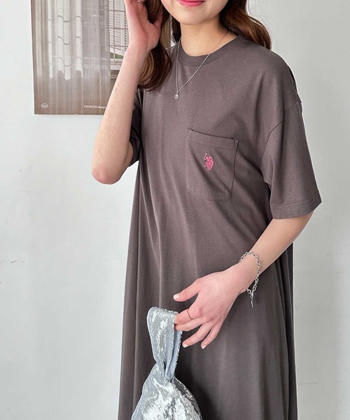 「U.S. POLO ASSN.」 Tシャツワンピース LARGE ブラック レディース_画像9