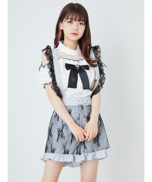 パンツ レースドッキングサス付きキュロット レディース : 58300988 