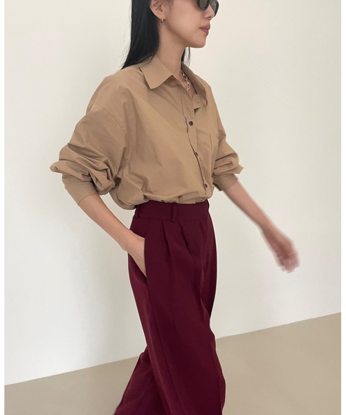 Didot.showroom ブラウス シャツ バーガンディーボタンカラー