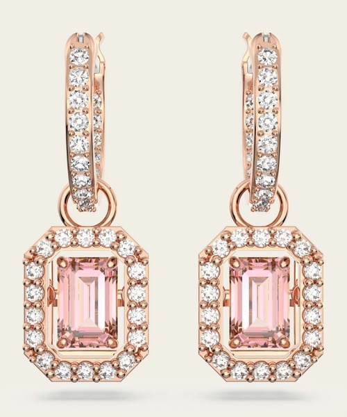 【スワロフスキー】Unaドロップピアス クローバー, ピンクローズゴールドトーン Una ドロップピアス, クローバー, ピンク, ローズゴールドトーン