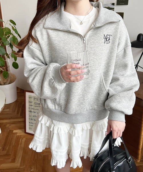 【人気】ノーティカ☆ハーフジップスウェット　ワンポイント刺繍　ウィンドウペン① ナンバリングワンポイント刺繍ハーフジップスウェット MONO-MART