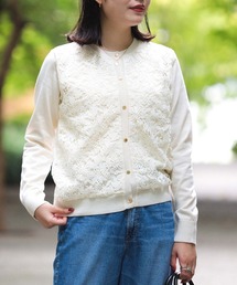カーディガン フロントレース ニットカーディガン（手洗い可能） レディース BEAMS HEART カーディガン フロントレース ニットカーディガン