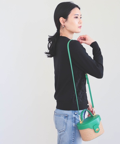 BEAMS HEART カーディガン フロントレース ニットカーディガン