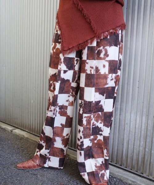 Ameri パンツ COW CHECK STRAIGHT PANTS レディース : ZOZOTOWN