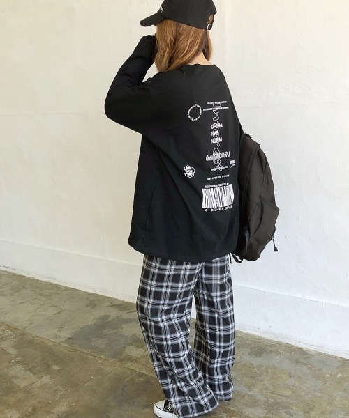 SHEENA tシャツ バックプリントルーズロンT レディース
