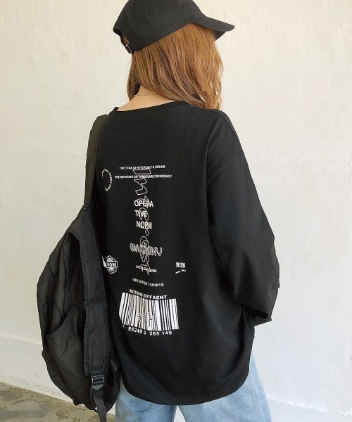 SHEENA tシャツ バックプリントルーズロンT レディース
