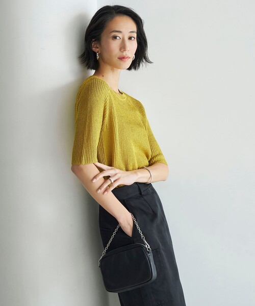 【美品】 ICB プルオーバーニット 洗える】 ペーパーブレンドシャインニット プルオーバー / ICB