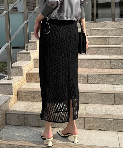 Audrey and John Wad スカート メッシュタイトロングスカート