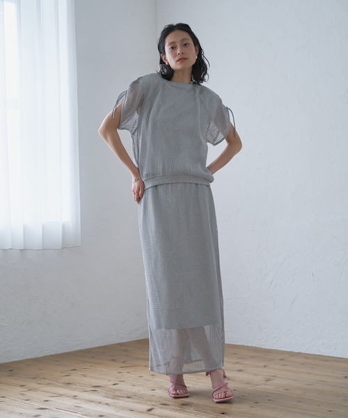 Audrey and John Wad スカート メッシュタイトロングスカート
