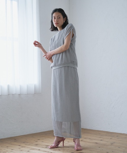 Audrey and John Wad スカート メッシュタイトロングスカート