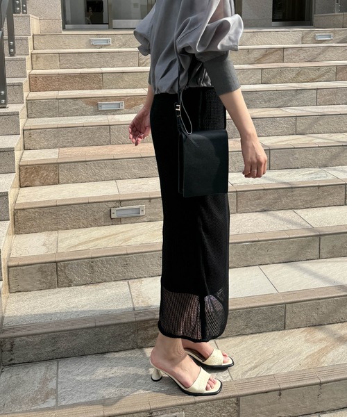 Audrey and John Wad スカート メッシュタイトロングスカート